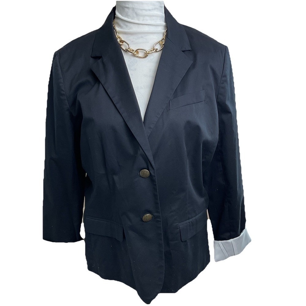 Apt 9 Sz 14 NWOT Black Cotton Blazer Roll Sleeve Party Business Casual Jacket